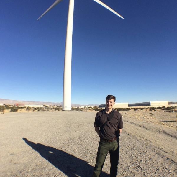 Professor Weber on a wind farm