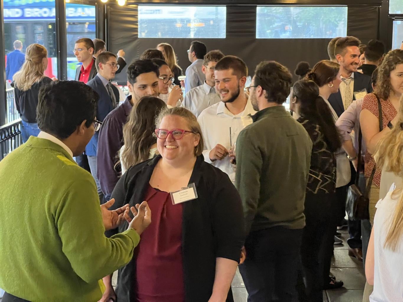 "Students and alumni connect at the ending reception."