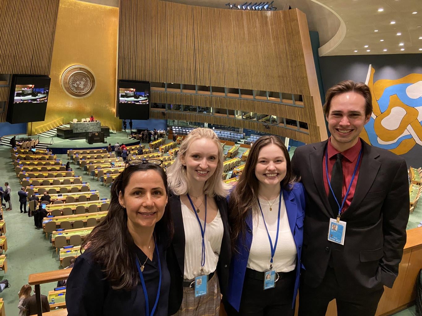 "Dr Marcela Gonzalez Rivas and her students at the UN Water conference"