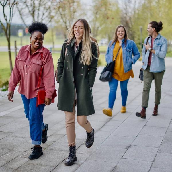 student walking on campus