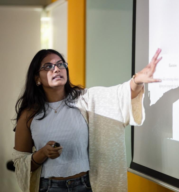 student presenting