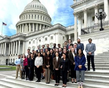 Students on the steps of the Capitol Building during DC visit
