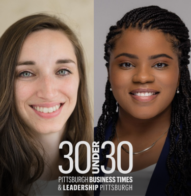 "Headshot of Jarah Doosé and Kaitlyn Hendrickson with logo '30 Under 30 - Pittsburgh Business Times"