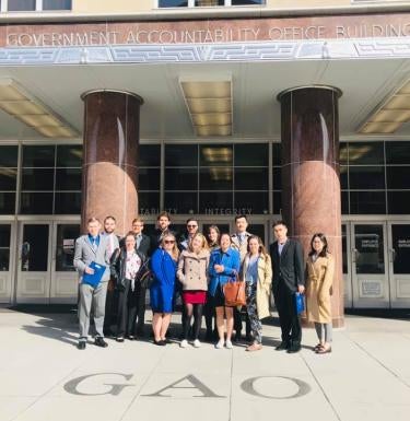 Pitt students visiting the GAO building in Washington, DC