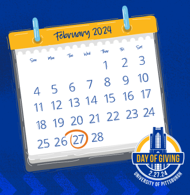 Calendar with date of Pitt Day of Giving circled 