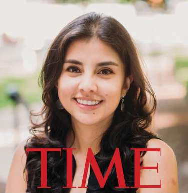 Carla Gómez Briones headshot, the TIME logo underneath