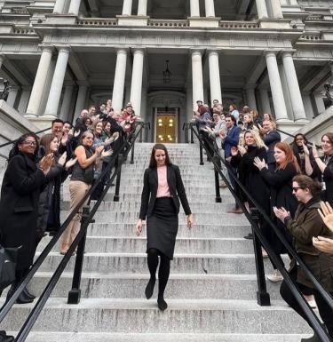 Allison Iannarino celebrates clap out